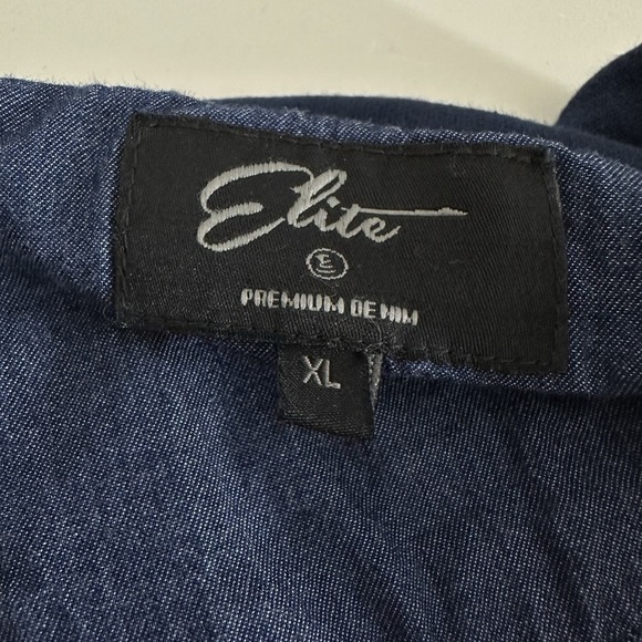 Elite Premium Jeans Mens Sweatshirt XL Blue Skull Sequins Beads Goth Grunge Y2K - Picture 9 of 10